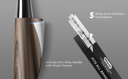 Advanced Double Edge Safety Razor Faux Wooden Handle