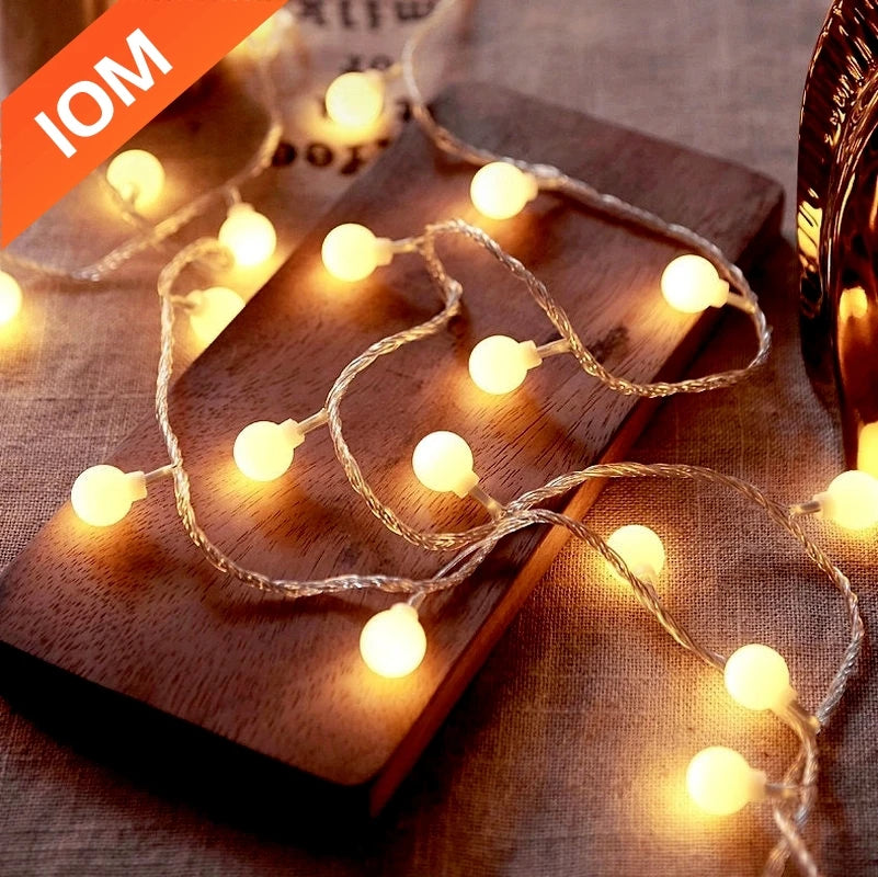 10M USB/Battery Power Ball LED String Lights Garland Lights
