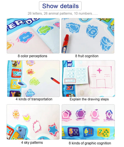 Magic Water Drawing Mat with Reusable Magic Pens