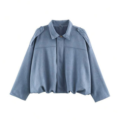 Women's Street Fashion Solid Coats Bat Sleeves Vintage Jackets