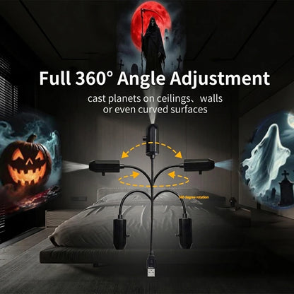 USB Halloween Projector Light 6 Patterns Mini LED Spooky