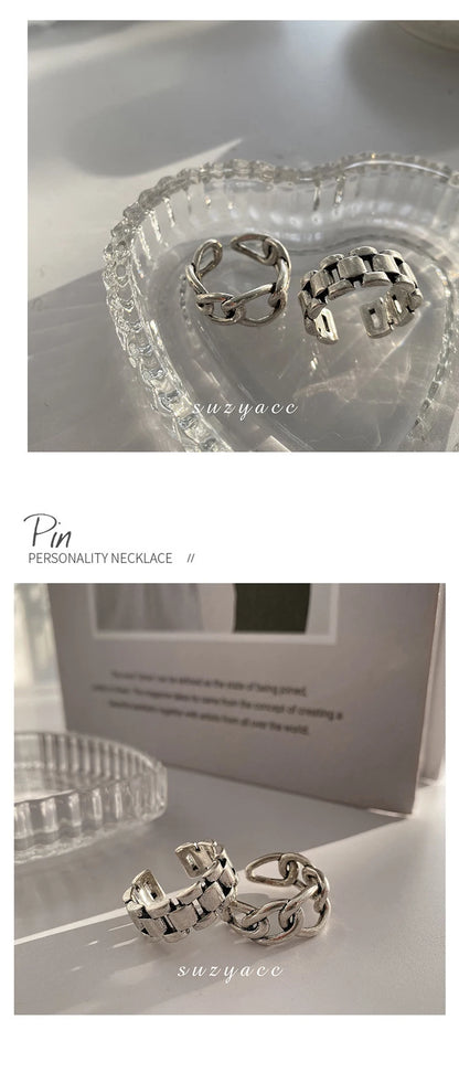 VENTFILLE 925 Sterling Silver Finger Rings Hollow Chain