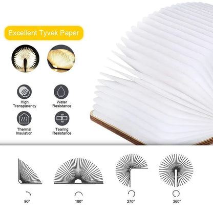 3D Wooden Foldable LED Book Night Light 3 / 5 Lighting Colors
