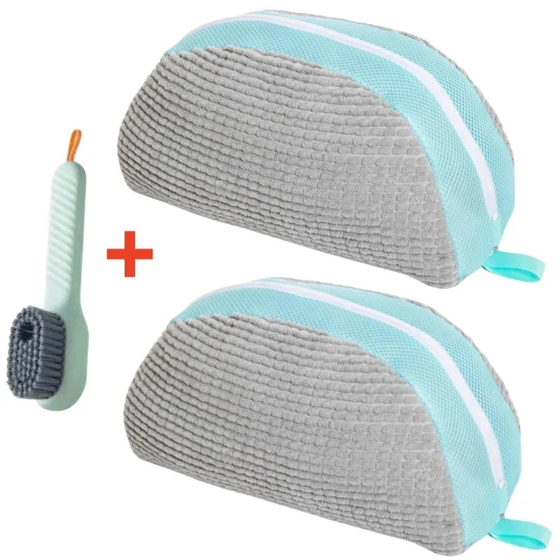 Shoe Washing Machine Bag with Liquid Shoe Brush Set
