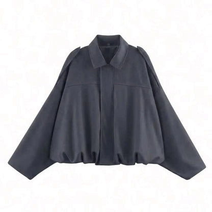 Women's Street Fashion Solid Coats Bat Sleeves Vintage Jackets