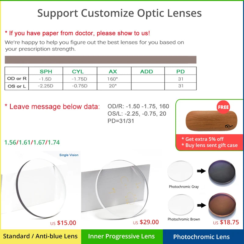 5 In 1 Magnetic Clip On Glasses TR90 Optical Eyeglass