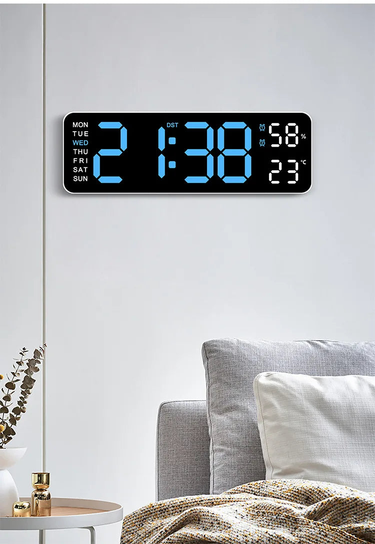 Large Digital Wall Clock Temperature and Humidity