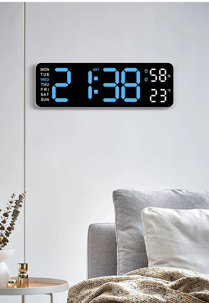 Large Digital Wall Clock Temperature and Humidity