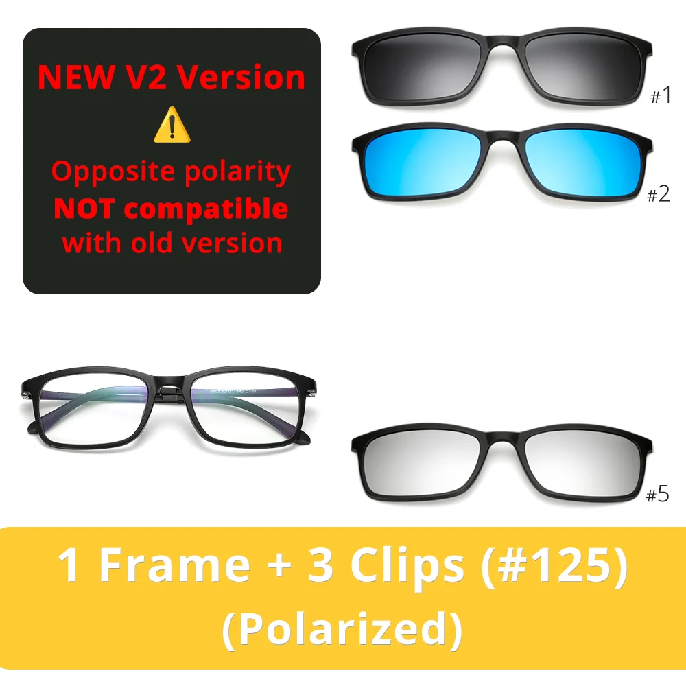 5 In 1 Magnetic Clip On Glasses TR90 Optical Eyeglass