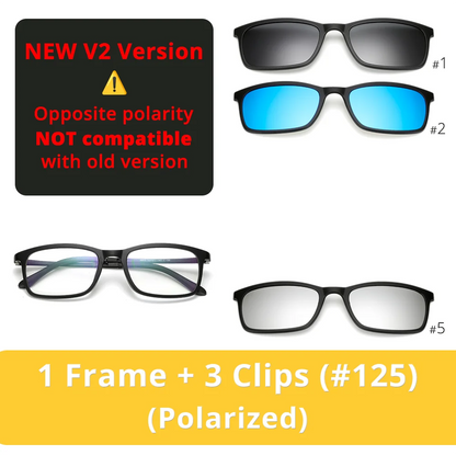 5 In 1 Magnetic Clip On Glasses TR90 Optical Eyeglass