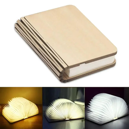 3D Wooden Foldable LED Book Night Light 3 / 5 Lighting Colors