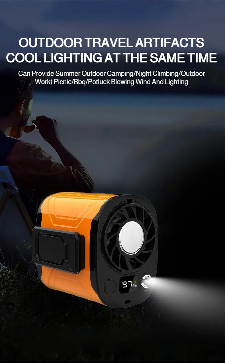 USB Rechargeable Waist-mounted Fan with Strong Light Turbine