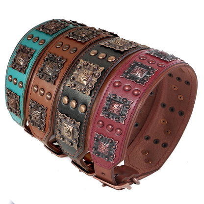 Genuine Leather Dog Collar 2inch Wide Dog Collars