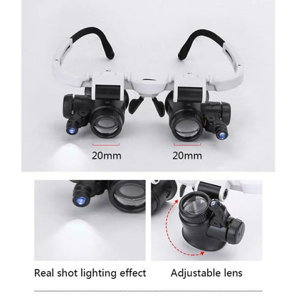2XLED Watch Jeweler Repair Magnifier Head-Mounted