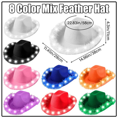 LED Cowboy Hats Wedding Hats Bulk Light up Cowboy Hats