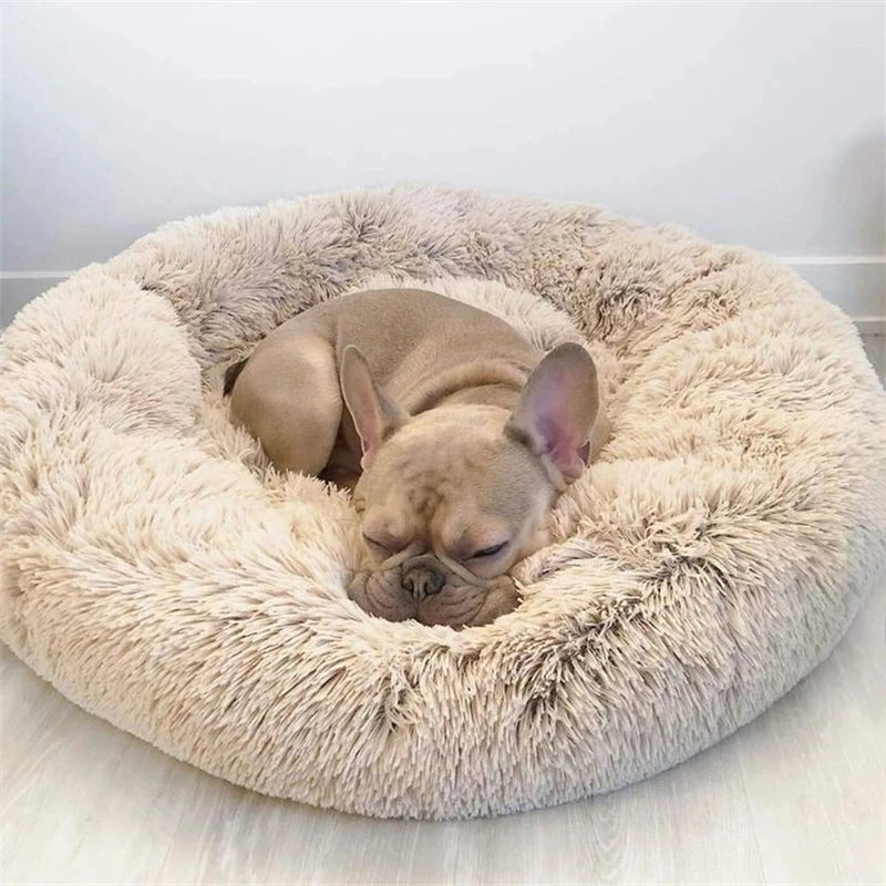 Round Pet Bed for Large Donut Long Plush Bed