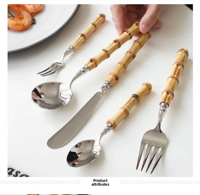 Sle l Wood Handle Dining Utensils Set