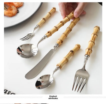 Sle l Wood Handle Dining Utensils Set
