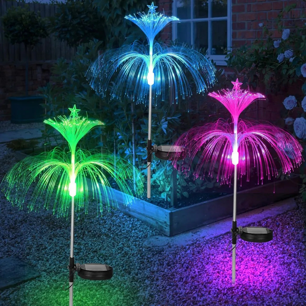 Solar Colorful Color Changing Fiber Optic Jellyfish Lamp