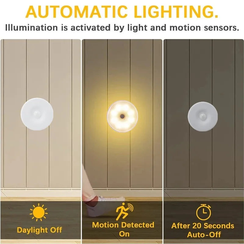 Motion Sensor Light Led USB NightLights Rechargeable Lamp