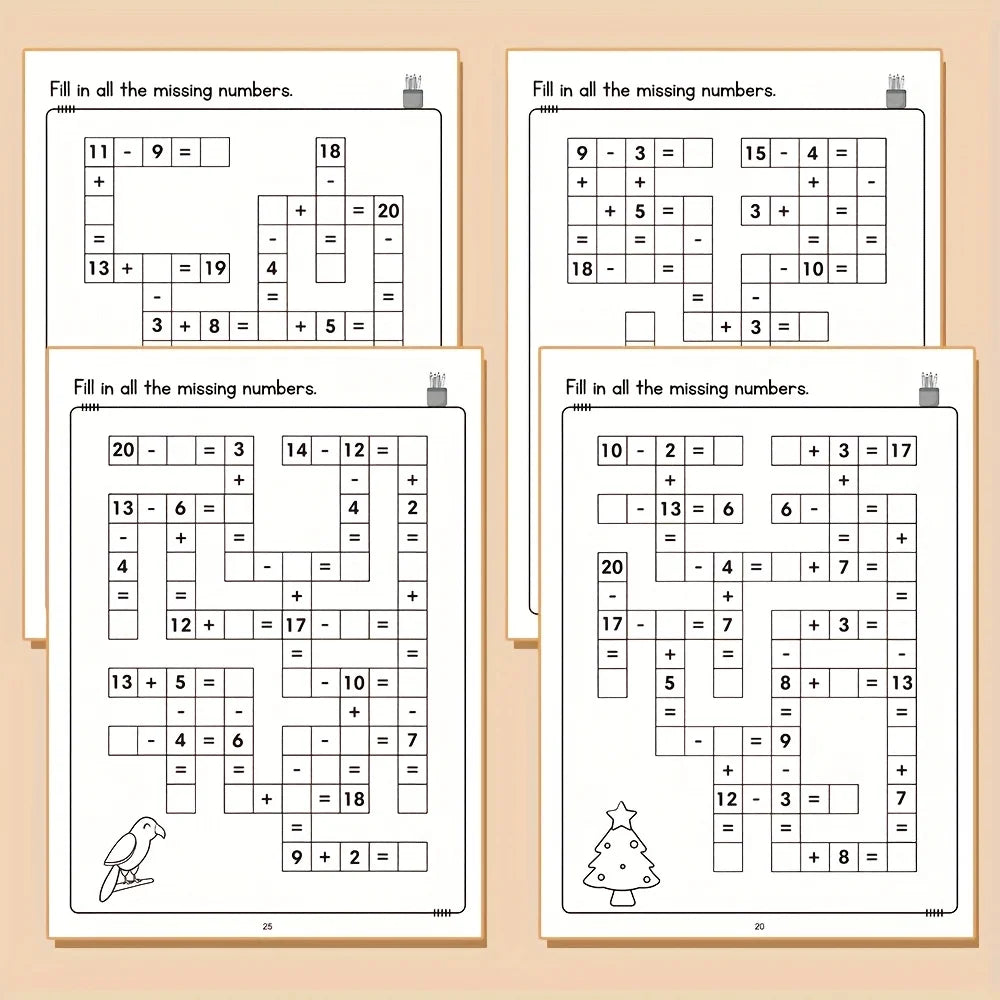 Children's math crossword puzzle book practice