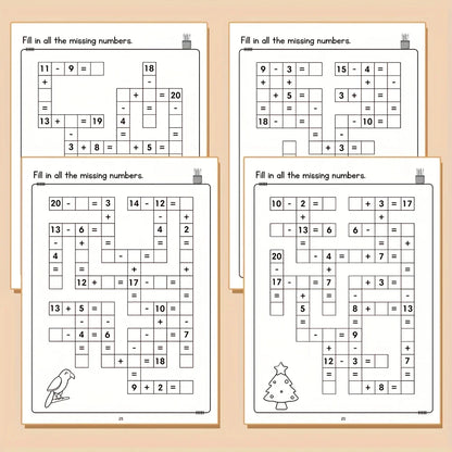Children's math crossword puzzle book practice