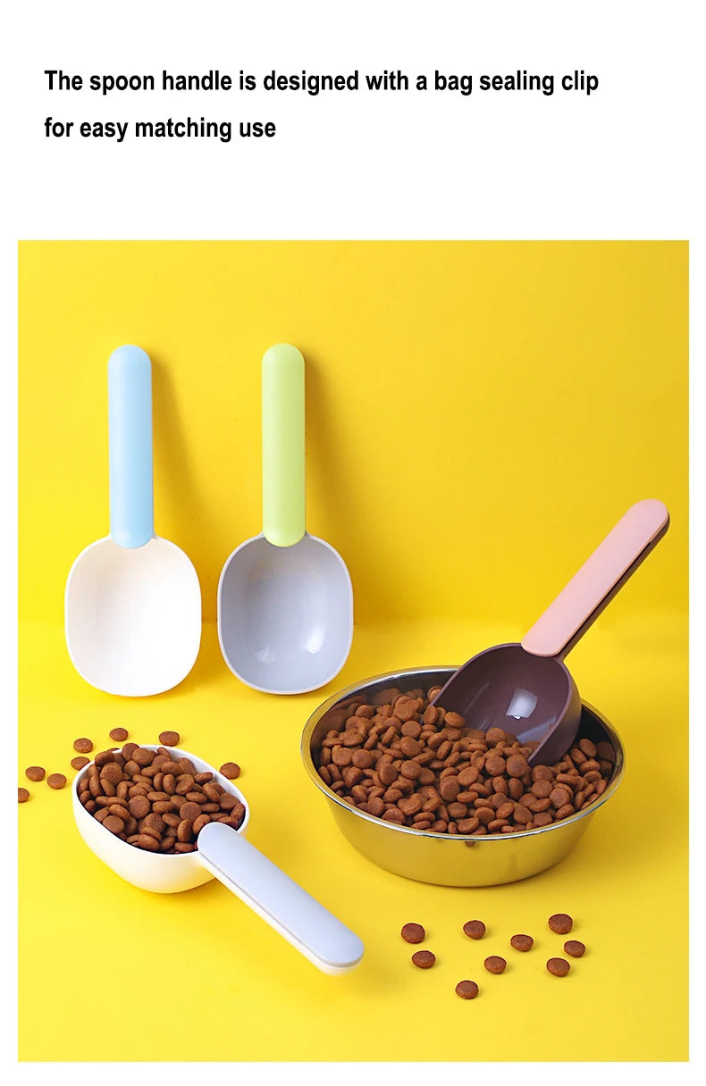 Pet Food Shovel with Sealing Bag Clip Spoon Multifunction