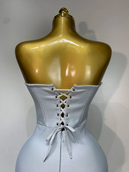 Women Sexy Strapless Backless Long Bandage Dress