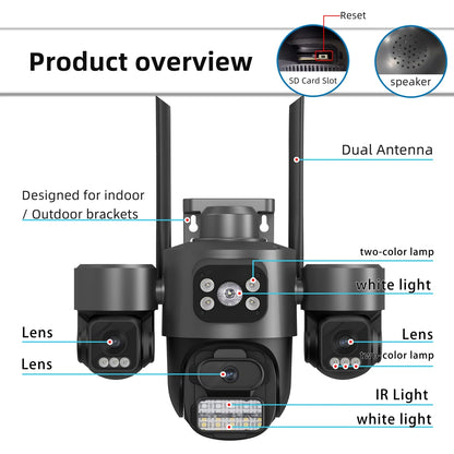 iCsee 3 Lens 3 Screen WiFi Camera 360° Auto Tracking  Surveillance