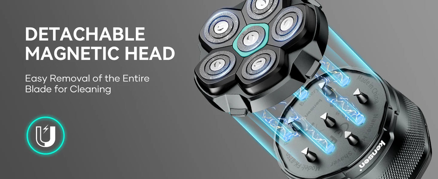 Electric Head Shavers for Bald Men 6D Magnetic Razor Beard Trimmer