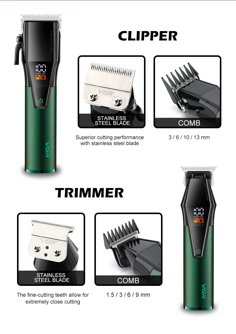 VGR 677 Hair Trimmer Professional Hair Clipper Set