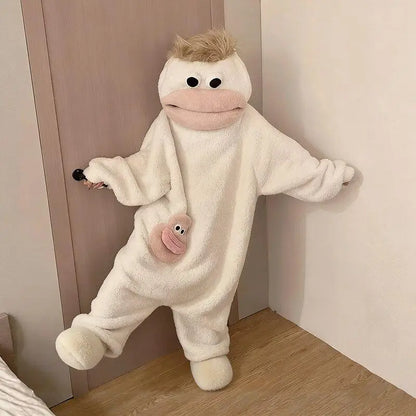 Cartoon Pajamas Autumn Winter Couple Set Wacky Bodysuit