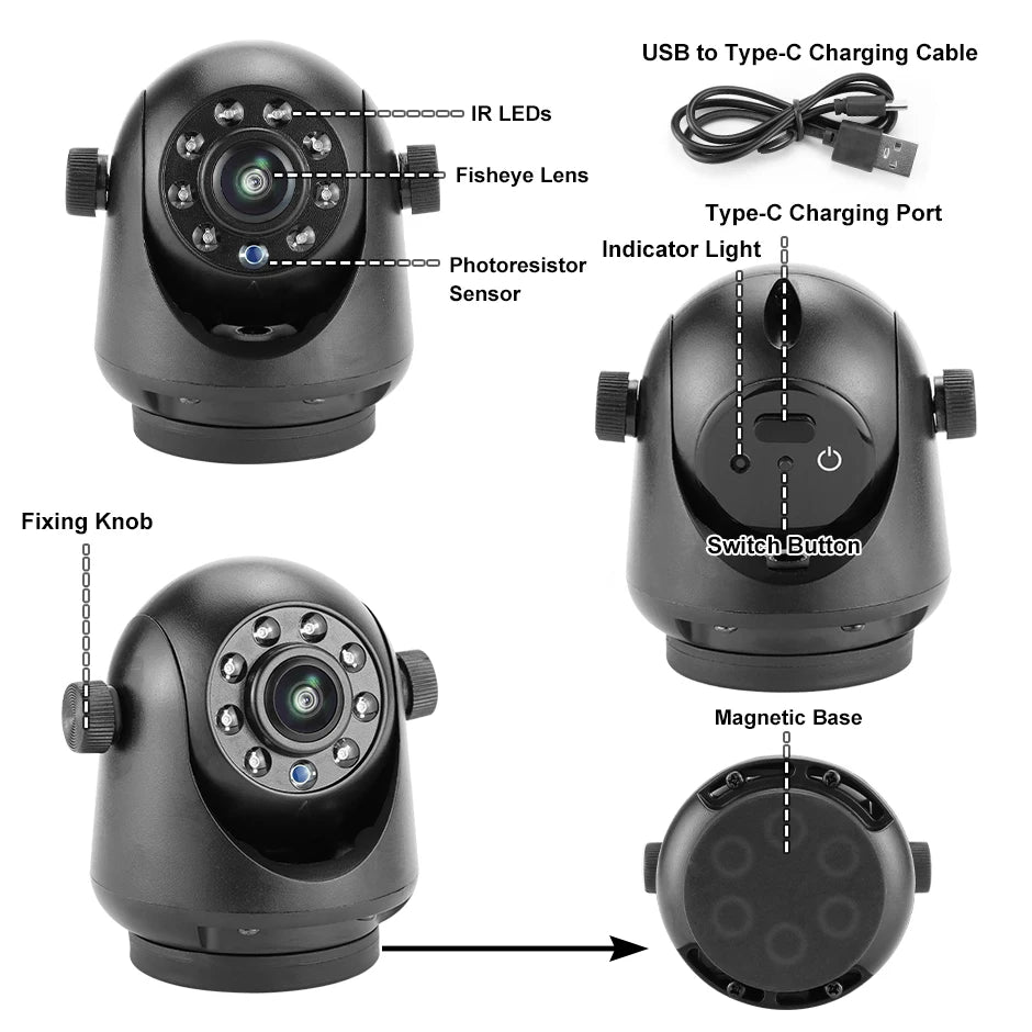 5G WiFi Magnetic Hitch Wireless Rear View Camera Night Vision