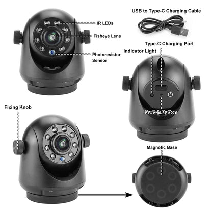 5G WiFi Magnetic Hitch Wireless Rear View Camera Night Vision