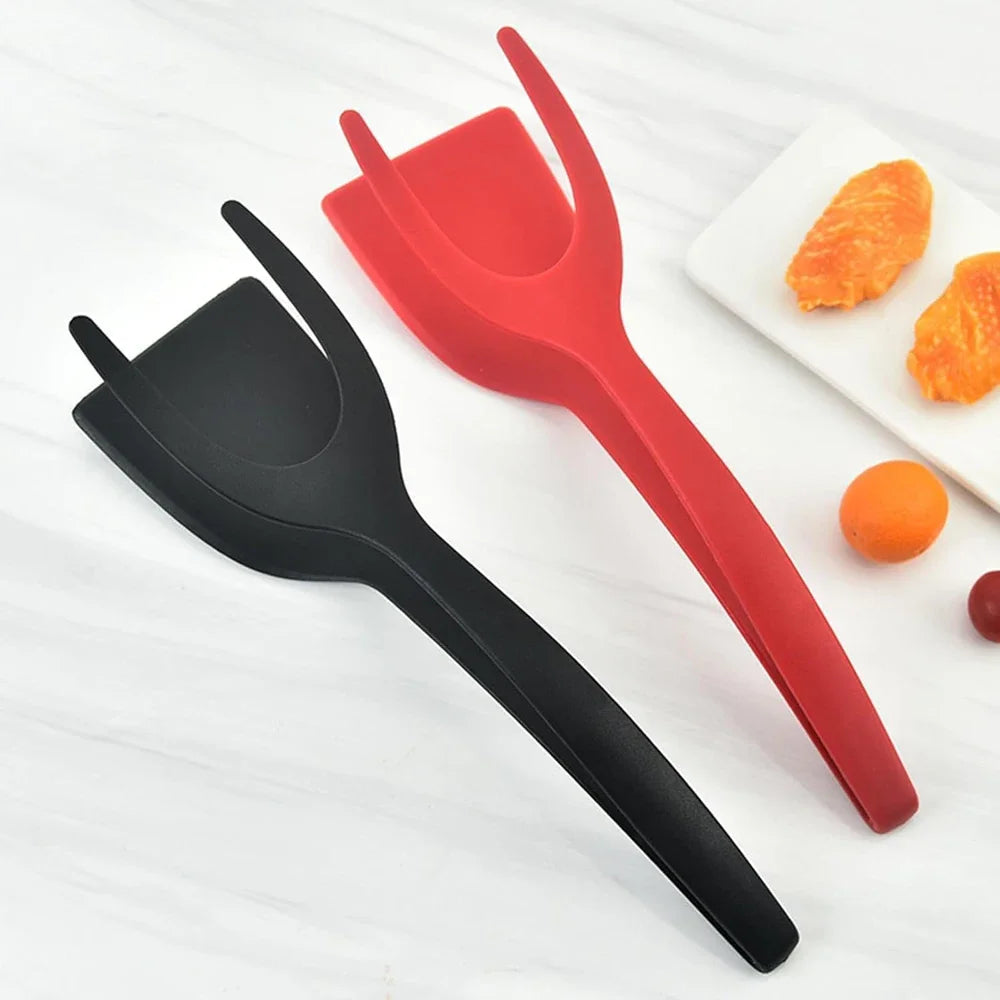 2-in-1 Grip Flip Spatula Tongs - Nylon Non-Stick Egg