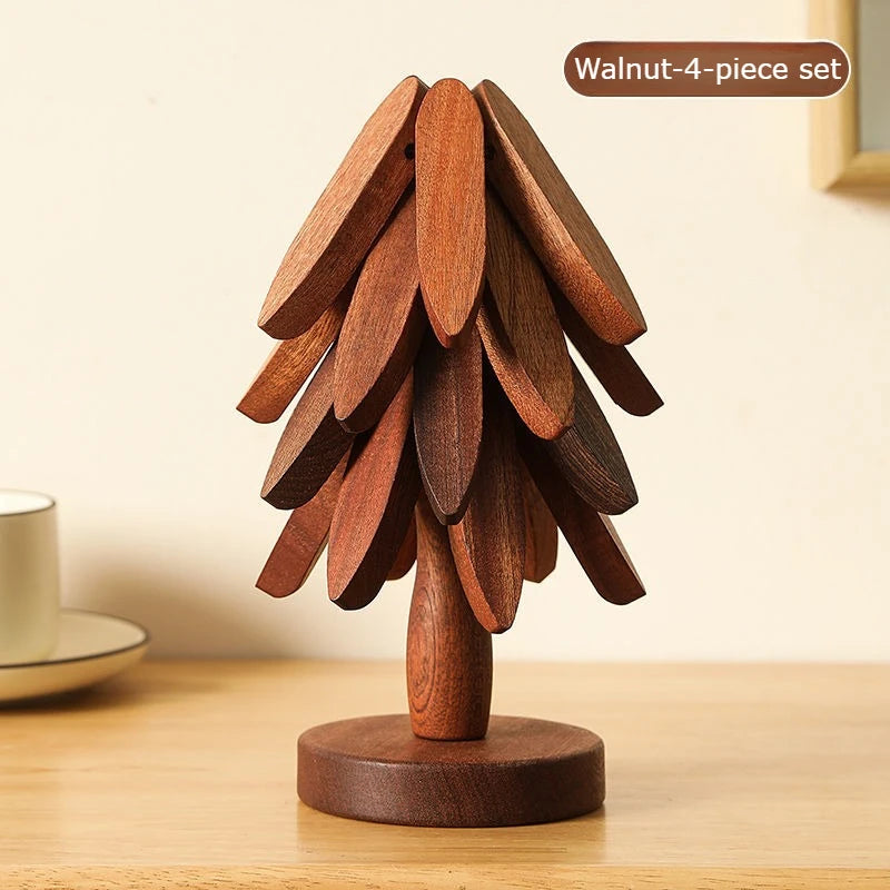 Tree Design Stand Wooden Trivets Decorative Anti Scald