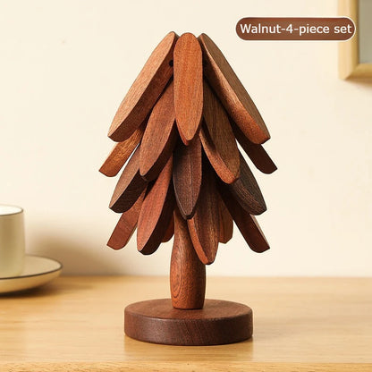 Tree Design Stand Wooden Trivets Decorative Anti Scald