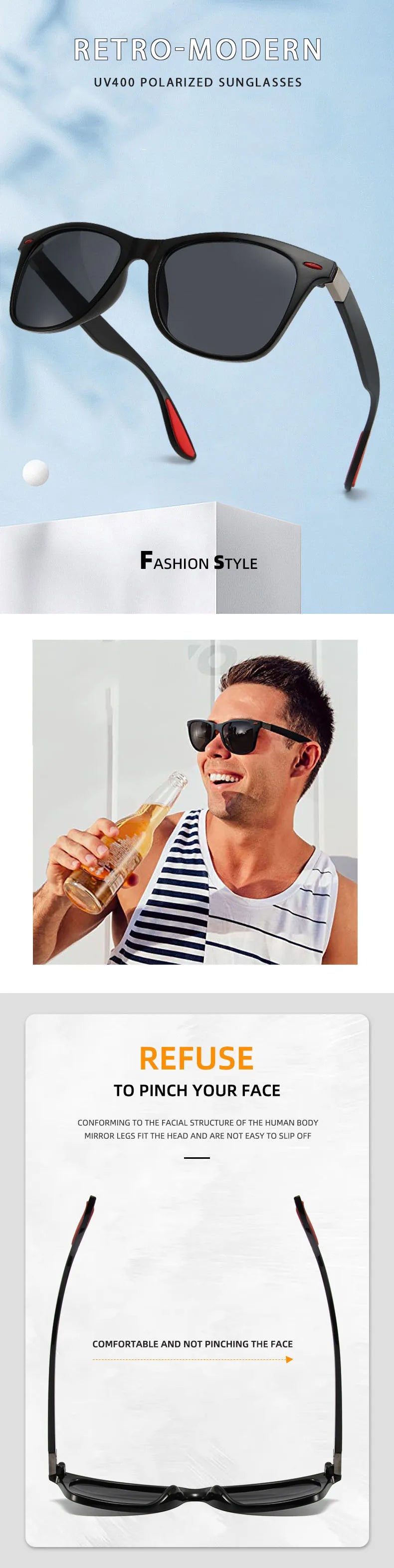 TANGOWO Polarized Retro Sunglasses Men Women Vintage