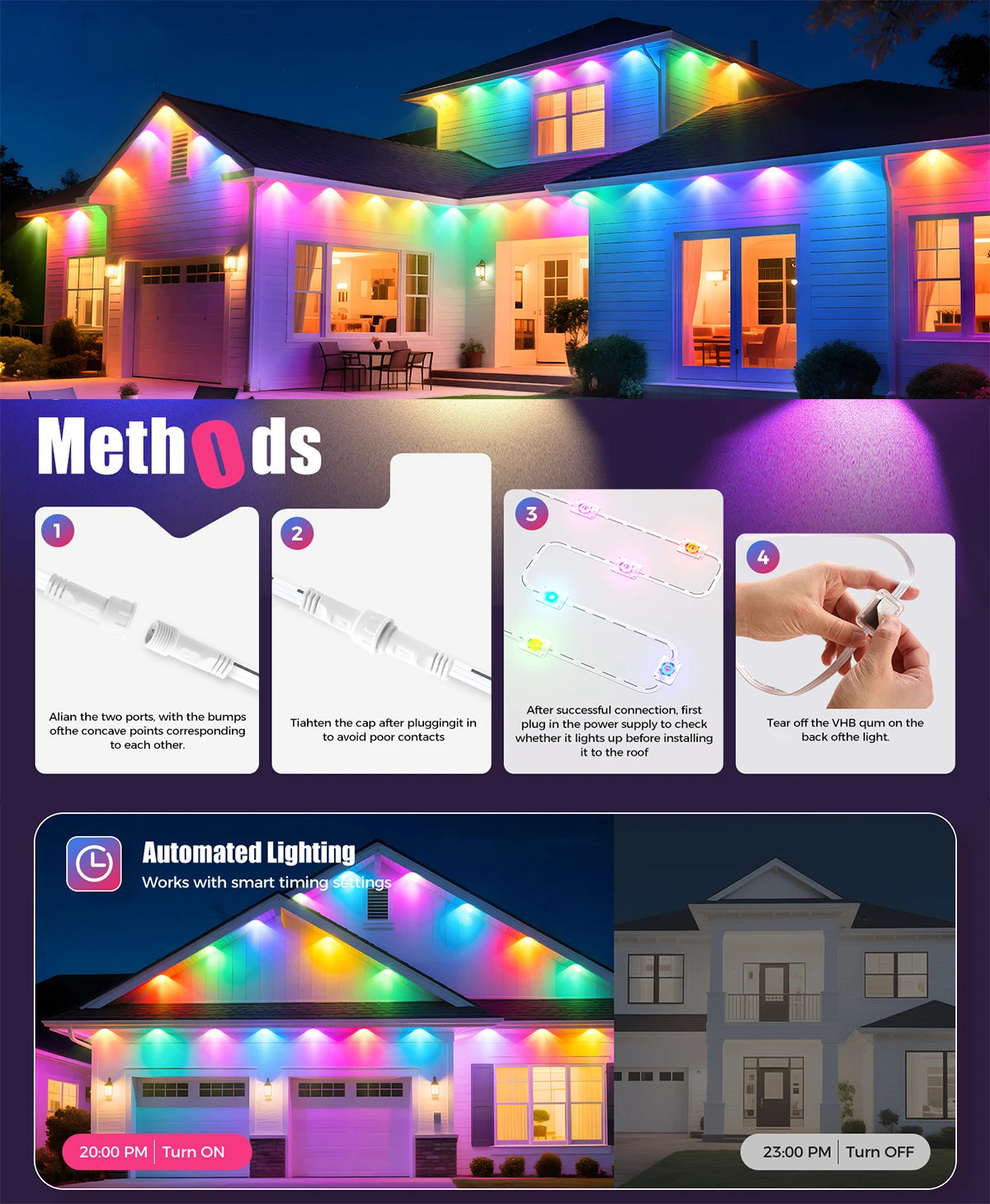 LED Permanent Outdoor Lights IP65 Waterproof RGBIC Eave Lights