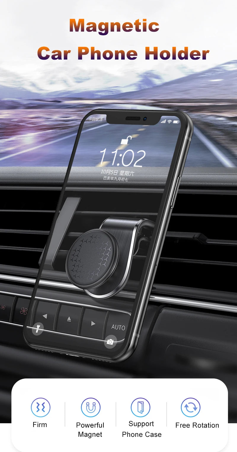 Magnetic Car Phone Holder Air Vent Clip Mount Rotation