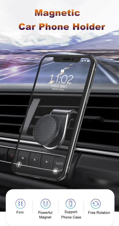 Magnetic Car Phone Holder Air Vent Clip Mount Rotation