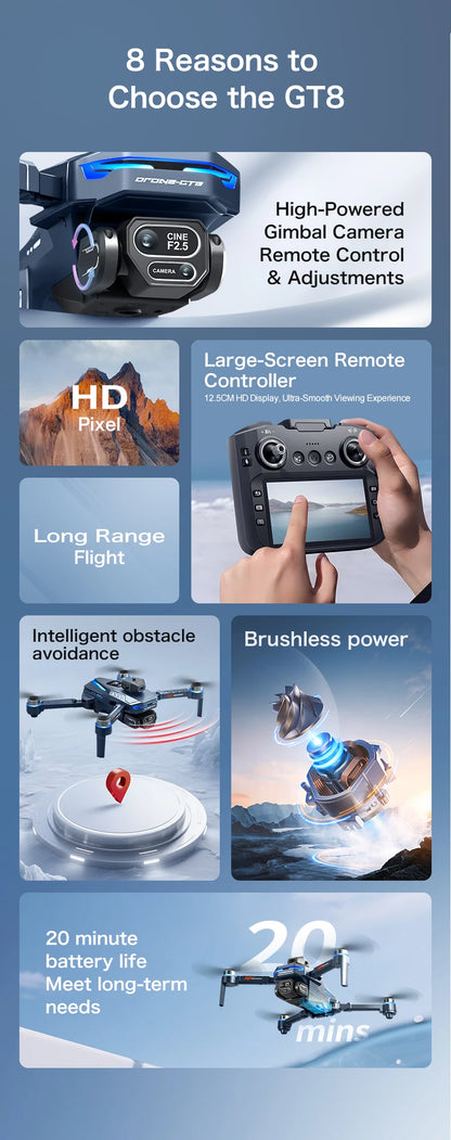 New GT8 Drone GPS 8K Professional HD 360° Dual Cameras