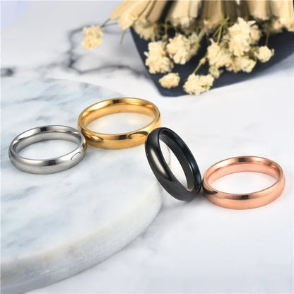 Simple 4mm 6mm Titanium Ring Women Men Prevent Allergy