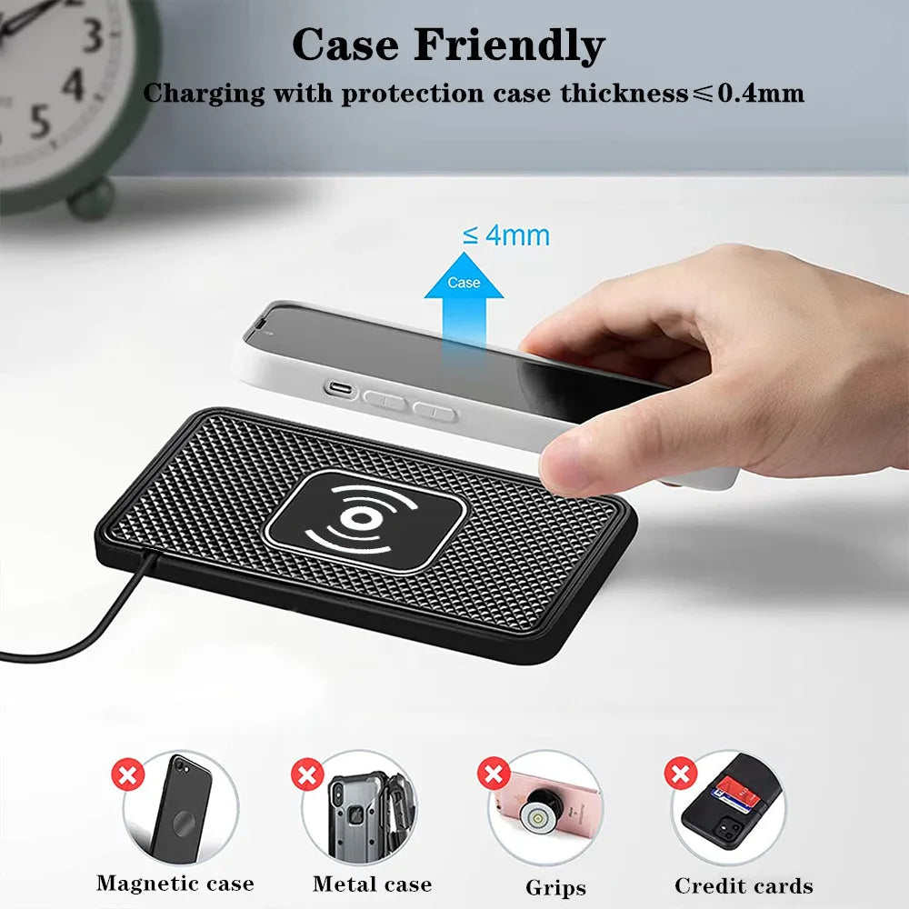 Car Wireless Charger Non-Slip Pad Silicone Fast Charging