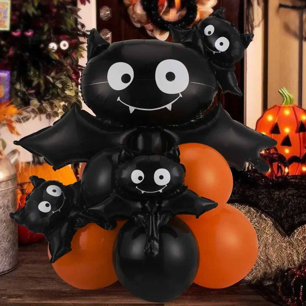 12/13pcs Happy Halloween Balloon Set With Black Orange Latex Globos Ghost Bat Pumpkin