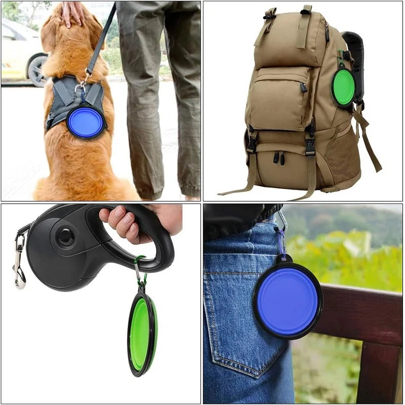 Folding Portable Silicone Dog Feeder Bowl 2 In 1 Pet Dispenser