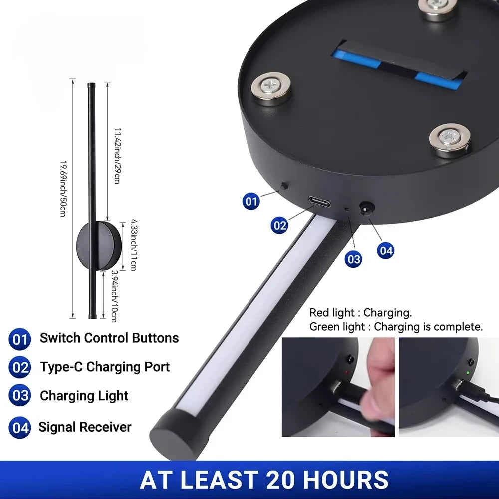 Magnetic Rechargeable 50 Wall Lamp Black Gold For Living Room Bedroom