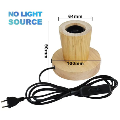 Modern Wood Table Lamps E27 Retro Desk Decora Light