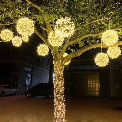 New 20/28CM Festoon Rattan Ball Light Rattan Ball