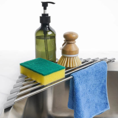 Roll Up Triangle Dish Drying Rack Kitchen Sink Organizer
